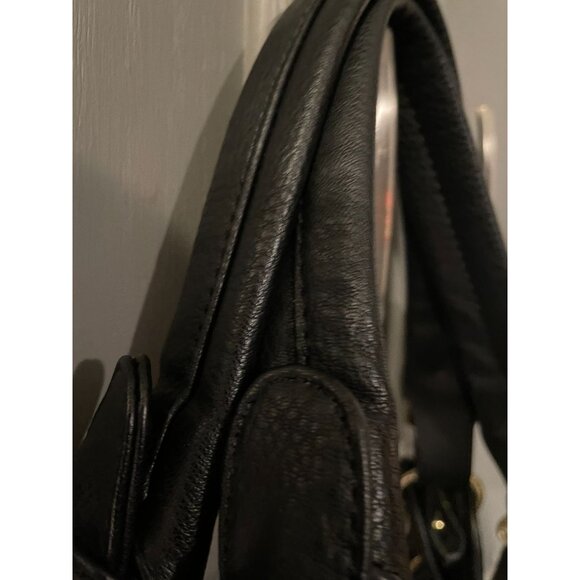 Just Fab Black Purse with Decorative Zippers, Brooklyn Bridge Purse 16" x 10"  L - Picture 7 of 11